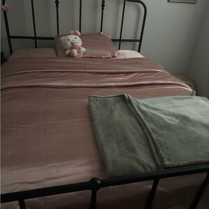 IKEA Black Frame Freestanding Full-Length Accent Mirror + IKEA Sagstua Queen Bed